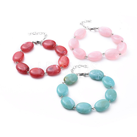 Acrylic Imitation Gemstone Beads Bracelets BJEW-JB04683-1