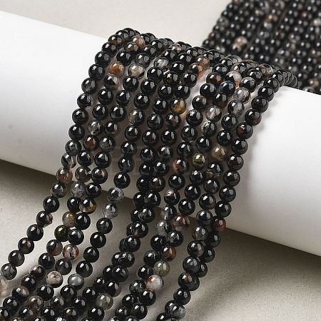 Natural Black Tourmaline Beads Strands G-Q031-A01-4mm-1
