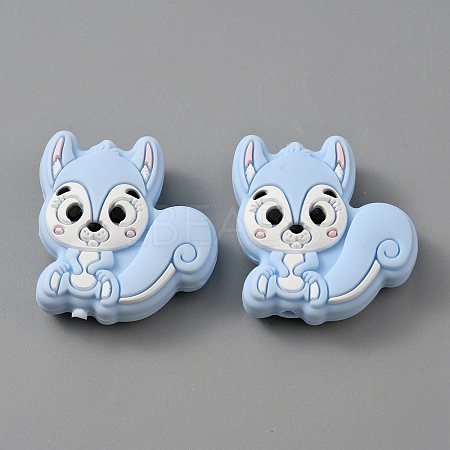 Squirrel Food Grade Eco-Friendly Silicone Beads LS-SIL-WH0012-030C-1