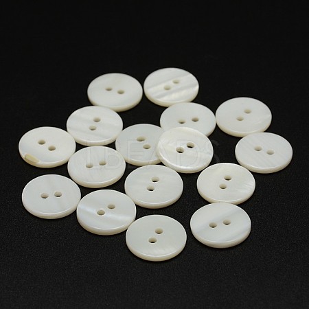 2-Hole Shell Flat Round Buttons X-BUTT-P012-12-1