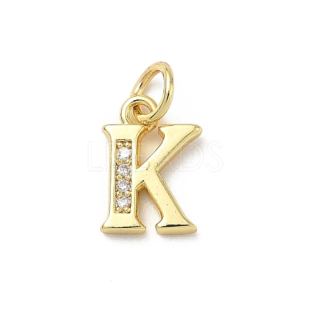 Brass Micro Pave Cubic Zirconia Charms KK-I382-03G-K-1
