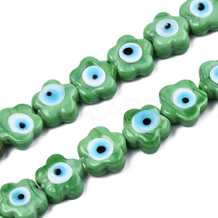 Handmade Evil Eye Lampwork Beads Strands LAMP-N029-008D-1