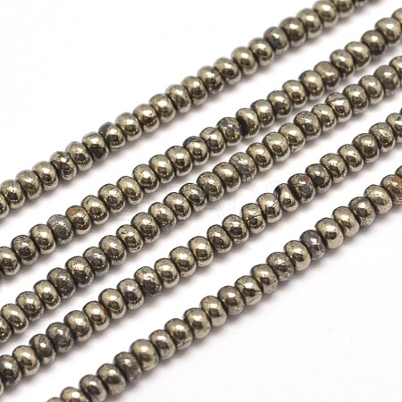 Rondelle Natural Pyrite Beads Strands G-I126-12-3x2mm-1