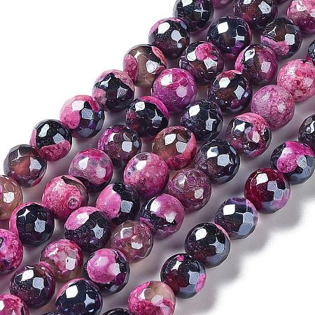 Electroplate Natural Agate Beads Strands G-G0006-A01-07-1