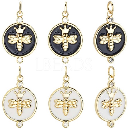 10Pcs 2 Colors Eco-Friendly Brass Micro Pave Cubic Zirconia Pendants KK-BBC0020-69-1
