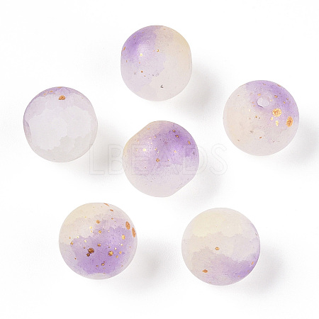 Frosted Baking Paint Crackle Glass Beads with Glitter Powder X1-DGLA-T004-6mm-01E-1