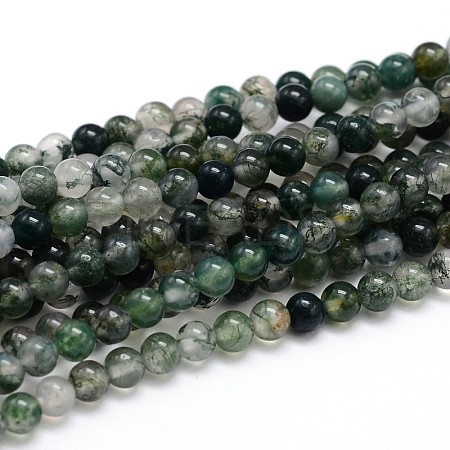 Natural Moss Agate Round Bead Strands G-J303-07-10mm-1