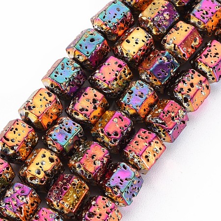Electroplated Natural Lava Rock Beads Strands X-G-T114-71A-1