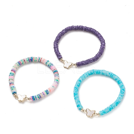 Polymer Clay Heishi Beads Stretch Bracelets BJEW-JB05498-1