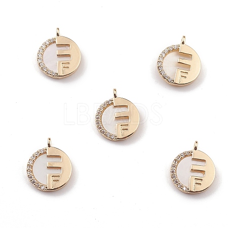 Natural Freshwater Shell Letter Charms BSHE-E028-09KCG-1