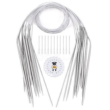 11Pcs Stainless Steel Circular Knitting Needles SENE-WR0001-03-1