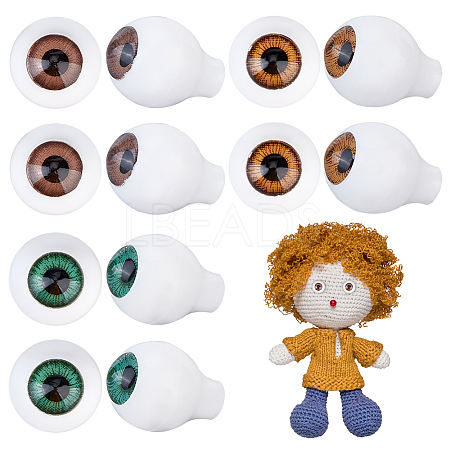 AHADERMAKER 6 Pairs 3 Colors Teardrop Shaped Acrylic Doll Craft Eyes DIY-GA0004-57B-1