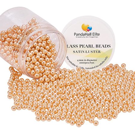 Pearlized Eco-Friendly Dyed Glass Pearl Round Bead HY-PH0002-24-B-1