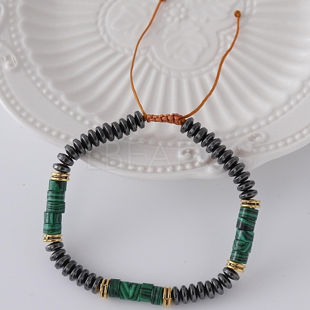 Hip Hop Style Synthetic Malachite Braided Bracelets FC4703-2-1