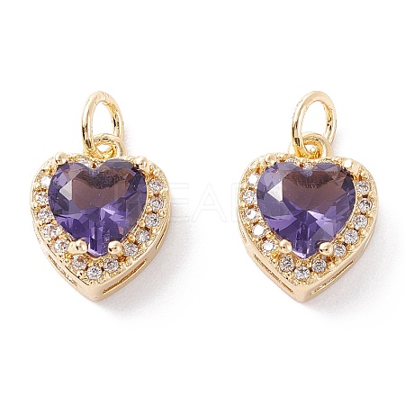 Brass Micro Pave Cubic Zirconia Charms ZIRC-A019-14G-D-1
