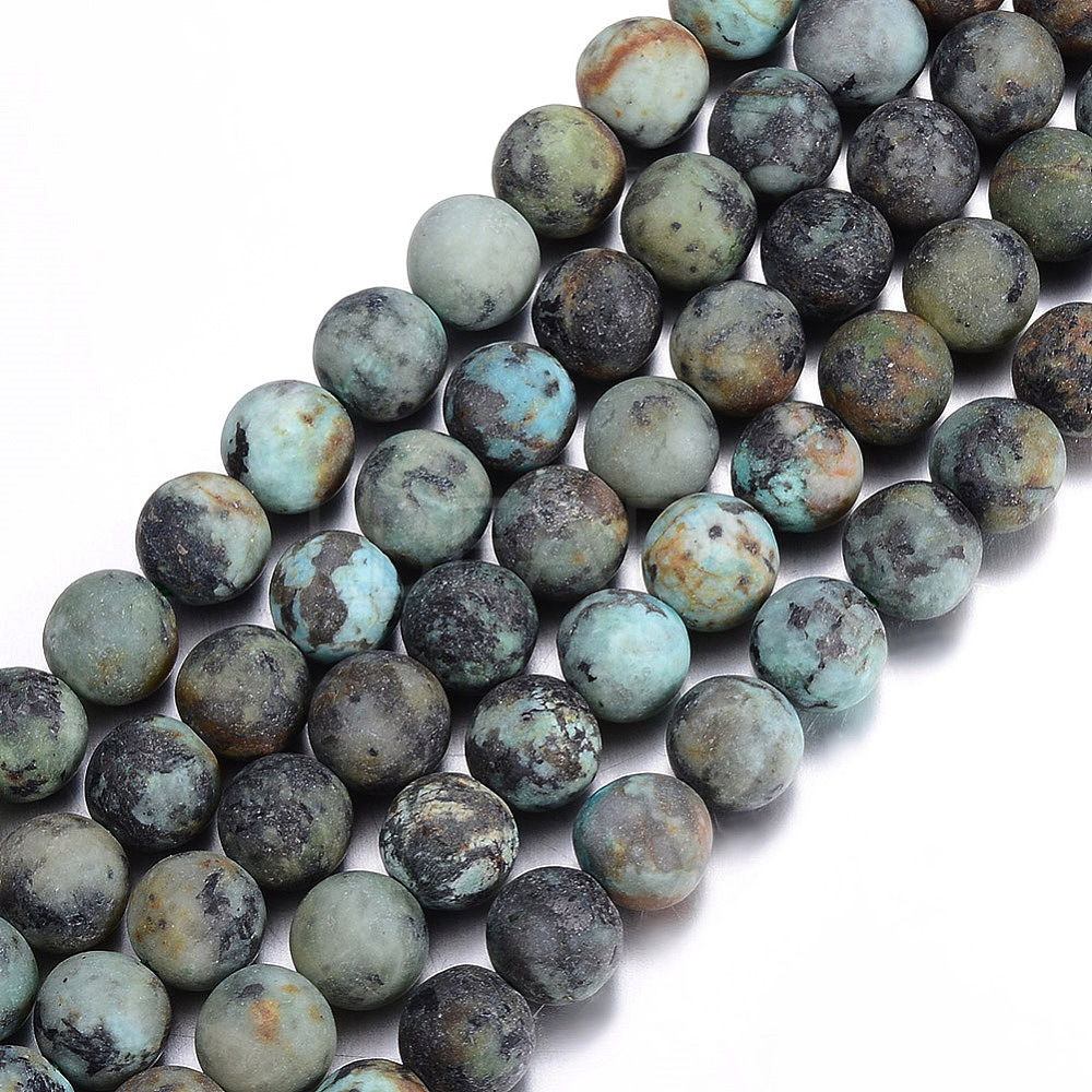 Frosted Natural African Turquoise(Jasper) Round Beads Strands - Lbeads.com