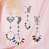 Crafans 4Pcs 4 Style Butterfly & Heart Crystals Chandelier Suncatchers Prisms Chakra Hanging Pendant AJEW-CF0001-17-4