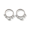 304 Stainless Steel Clear Cubic Zirconia Horse Eye Hoop Nose Rings AJEW-D306-11P-1