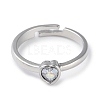 2Pcs 2 Style Heart with Word Love Cubic Zirconia Matching Couple Rings Set RJEW-Z021-01P-3