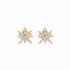 Brass Micro Pave Clear Cubic Zirconia Stud Earring Findings KK-S364-139-1