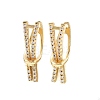 Brass Micro Pave Clear Cubic Zirconia Line Hoop Earrings EJEW-G446-02G-4