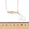 Handmade Lampwork & Cultured Freshwater Pearl Flower Pendant Brass Cable Chain Necklaces for Women NJEW-TA00259-4