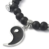 2Pcs 2 Style Glass & Natural Lava Rock Round Beaded Stretch Bracelets Set BJEW-JB09847-4