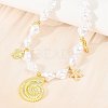 Ocean Brass Conch Shell Dolphin Turtle Pendant White ABS Plastic Imitation Keshi Pearl Beaded Necklaces KK-CBA4547-02G-3