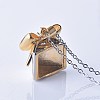 Bowknot Gift Box Brass Cubic Zirconia Pendant Necklaces SJEW-BB66220-A-5