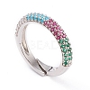 Adjustable Brass Micro Pave Cubic Zirconia Cuff Rings RJEW-L098-007F-P-2