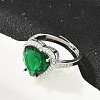 Heart Brass Micro Pave Cubic Zirconia Cuff Open Rings for Women CU-CBA0A21-02P-04-1