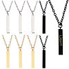 201 Stainless Steel/Brass Coated Iron Rectangle Pendant Necklace NJEW-CO0001-01-1
