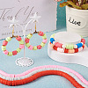  8 Strands 8 Colors Flat Round Handmade Polymer Clay Beads CLAY-TA0001-26-14