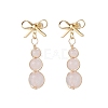 Natural Mixed Stone Bowknot with Round Dangle Stud Earrings EJEW-JE06780-3