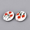 Hand Painted Tulip Flower Oval Porcelain Beads PORC-N012-11A-2