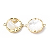 Eco-Friendly Rack Plating Brass Pave Clear Cubic Zirconia Connector Charms with White Shell KK-F845-02G-1