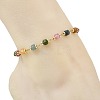 Natural Multicolor Tourmaline Faceted Cube Beaded Chain Anklets AJEW-AN00875-2