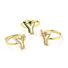 Mixed Color Enamel Initial Letter Adjustable Ring with Clear Cubic Zirconia RJEW-P045-01G-Y-1