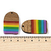 Pride Rainbow Theme Resin & Walnut Wood Pendants WOOD-K012-02-3