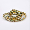 Half Rainbow Plated Glass Faceted Rice Beads Strands GLAA-A030A-HR06-2