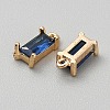 Golden Plated Brass Cubic Zirconia Charms ZIRC-WH0015-01G-04-2