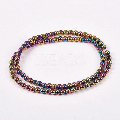 Electroplate Non-magnetic Synthetic Hematite Beads Strands G-J169A-4mm-05-1