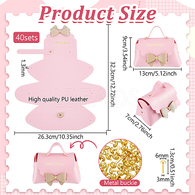 40 Bags Bowknot Handbag Shaped PU Leather Candy Gift Tote Boxes CON-WA0001-26-1