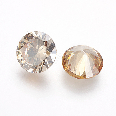 Electroplated Cubic Zirconia Pointed Back Cabochons ZIRC-I024-05-1