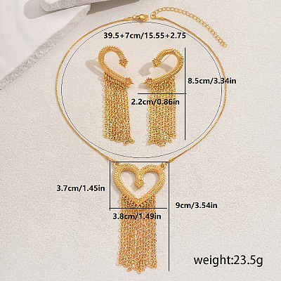 Elegant Zinc Alloy Hollow Heart Tassel Jewelry Set for Women HX7925-1