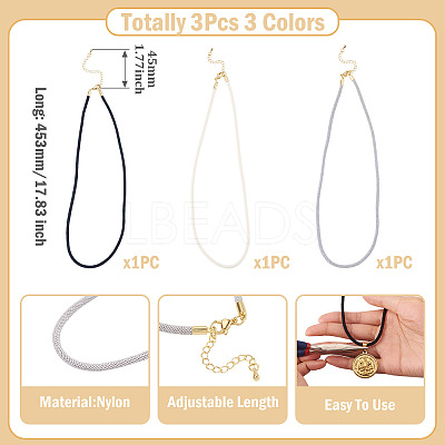 3Pcs 3 Colors 3MM Nylon Milan Cord Necklace Making NJEW-TA0001-23-1
