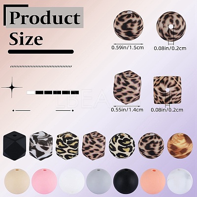 89Pcs Pattern Printed Silicone Beads Sets SIL-SZ0002-54A-1