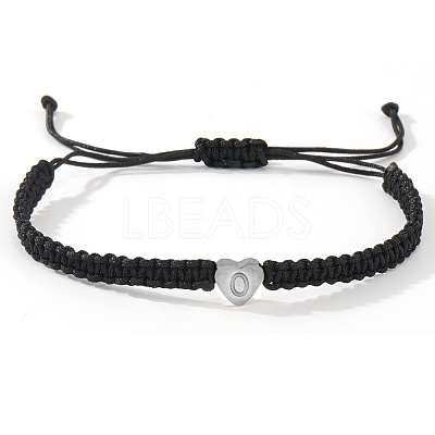 304 Stainless Steel Heart with Letter Bead Braided Bead Bracelets OO6447-43-1