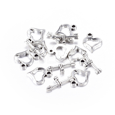 Tibetan Style Alloy Heart Toggle Clasps X-LF1109Y-NF-1