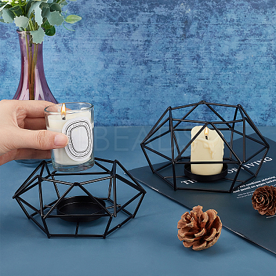 2Pcs 2 Style Iron Hollow Candle Holder AJEW-PH0001-59EB-1